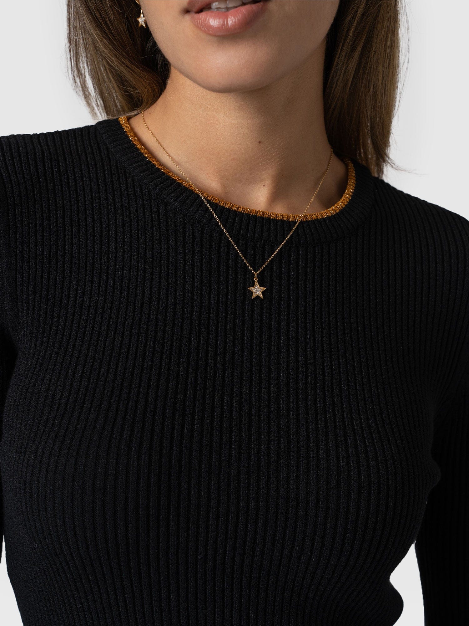 Luna Cut Out Sweater Black Lurex - Women's Jumpers | Saint + Sofia® USA